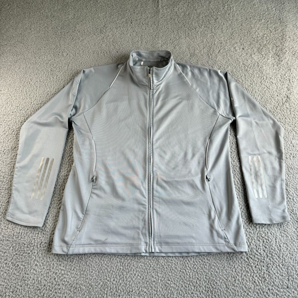 Adidas Jacket Womens Large Gray Full Zip Climawarm Reflective Stretch Formotion